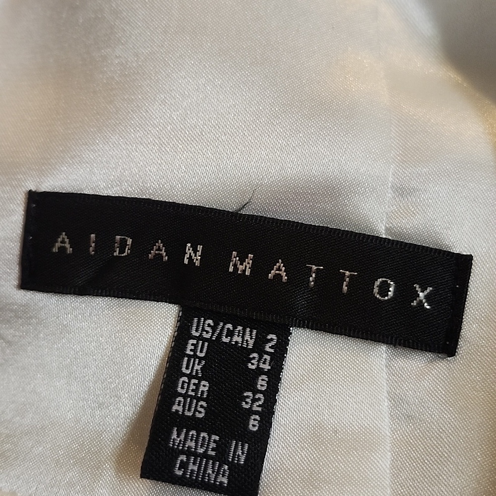 Aidan Mattox Pleated Chiffon Gown Watercolor Evening Formal Wedding - Picture 9 of 10